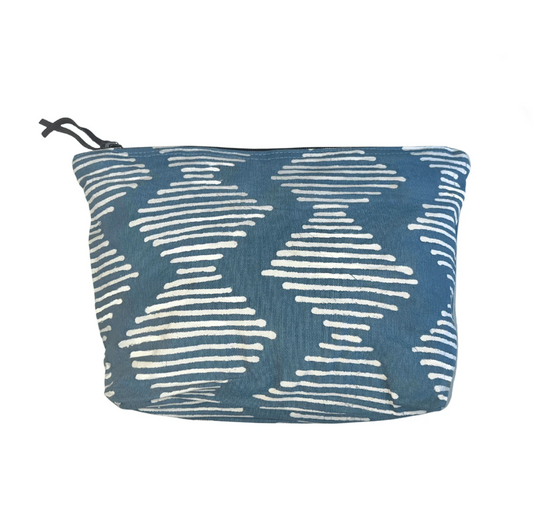 Tribal Cloth Indigo Collection Line Wave Wash Bag